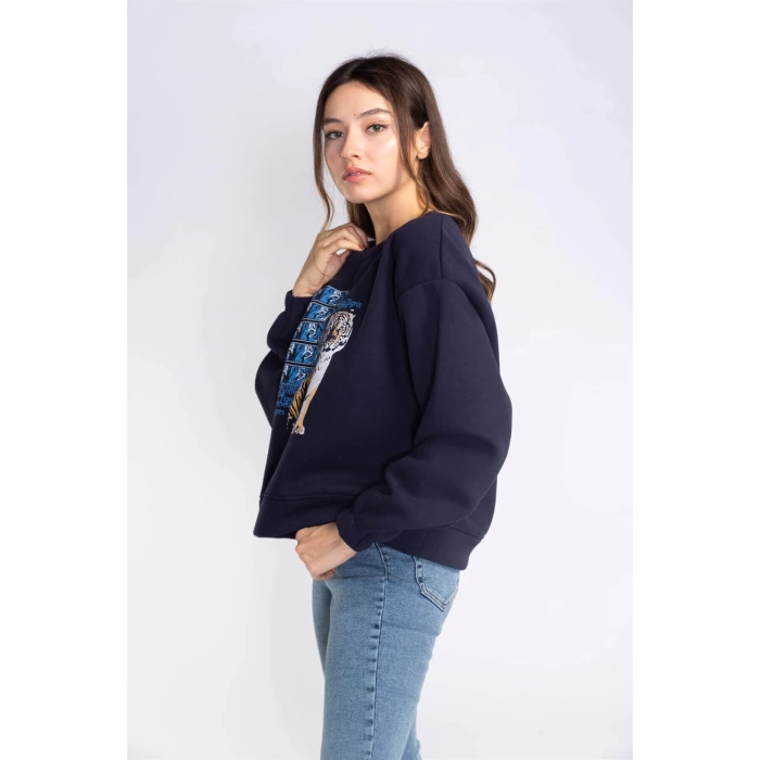 Şardonlu Sweatshirt-LACİVERT