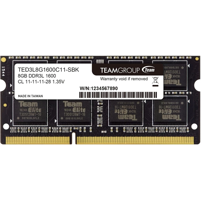 Team Elite 8GB (1x8GB) 1600MHz CL11 DDR3 Notebook SODIMM Ram (TED3L8G1600C11-S01)