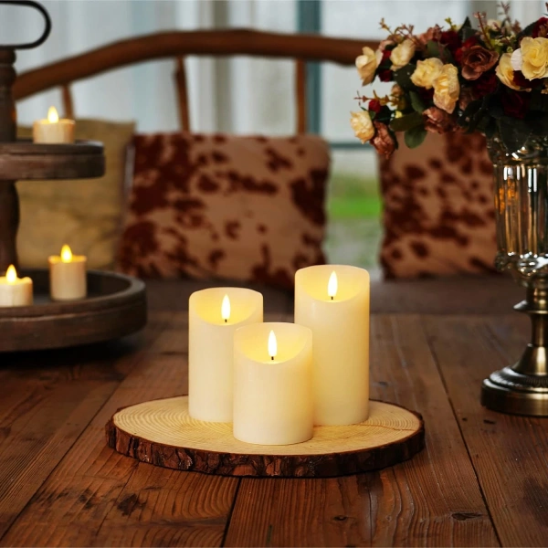 3lü Pilli Led Mum Seti Titreyen Alevli