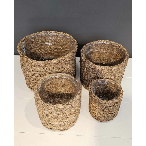 4lü Hasır Saksı İçi Naylon Korumalı