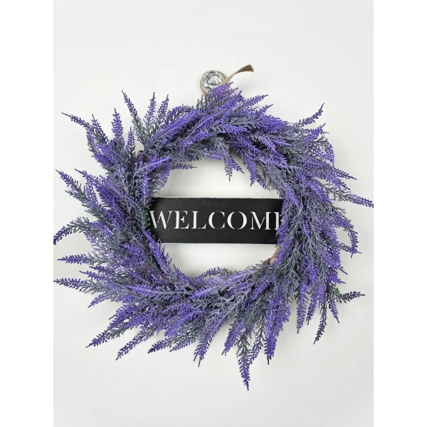 Welcome Lavantalı El Yapımı Kapı Süsü 40cm