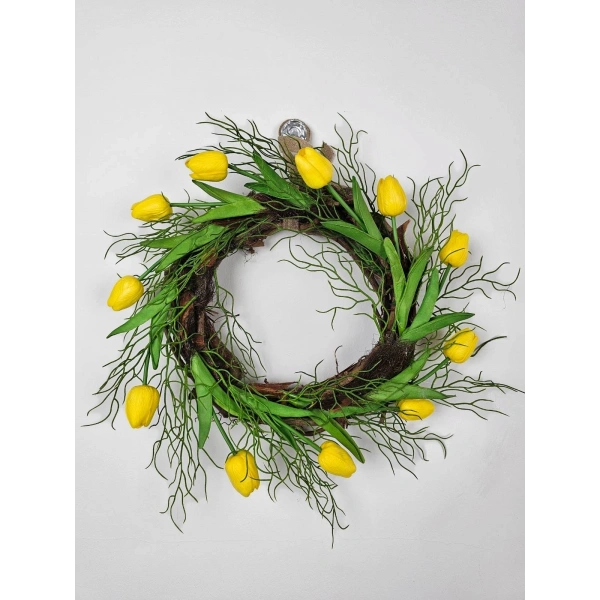 Yellow Tulips El Yapımı Kapı Süsü Çelengi 40cm