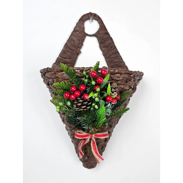 KONİK HASIR KAPI SEPETİ GAZETELİK POSTA KUTUSU 38CM