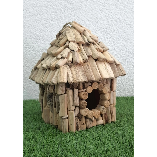 El Yapımı Ağaç Kuş Yuvası Büyük Boy 20cm