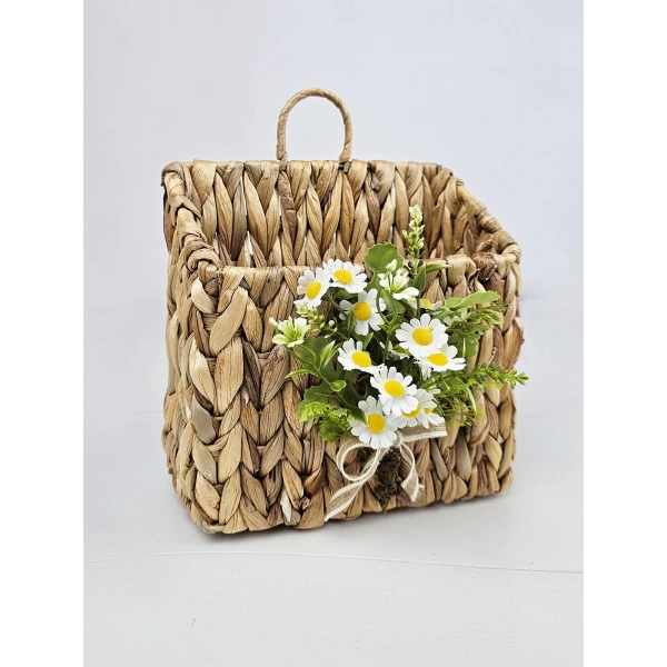 Hasır Kapı Süsü Posta Kutusu Gazetelik Papatyalı 25cm