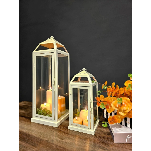 İkili Metal Mumluk Fener Seti Monza