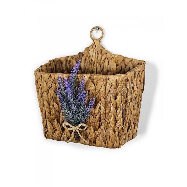Lavantalı Hasır Kapı Sepeti Gazetelik Posta Kutusu 30cm