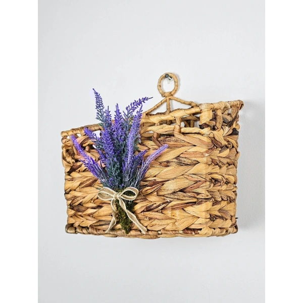 Lavantalı Hasır Kapı Sepeti Gazetelik Posta Kutusu Kapı Süsü 28cm