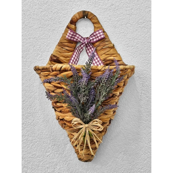 Lavantalı Konik Hasır Kapı Sepeti Gazetelik Posta Kutusu 38cm