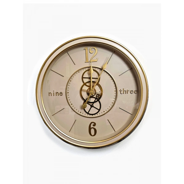 LUNA ÇARKLI METAL DUVAR SAATİ KREM 60CM