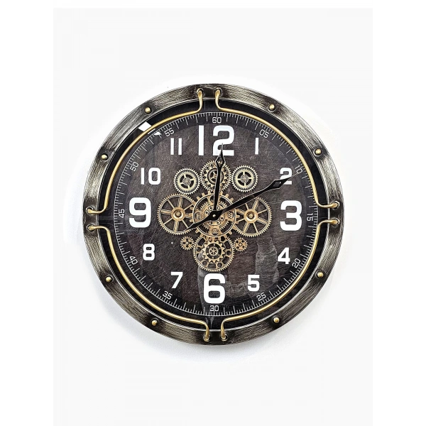 Lyon Çarklı Metal Büyük Boy Duvar Saati 60cm