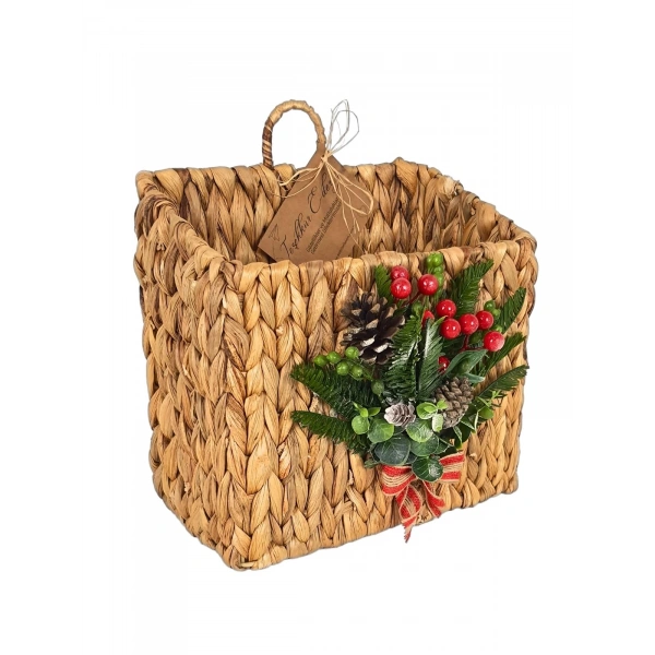 Yeni Yıl Hasır Kapı Sepeti Gazetelik Posta Kutusu Büyük Boy 30Cm