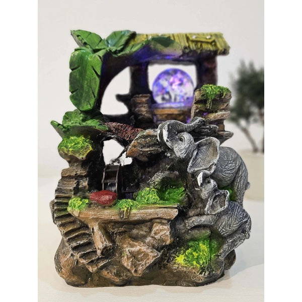 ZEN FİLLİ MASAÜSTÜ SU ŞELALESİ LED IŞIKLI VE MOTORLU 27CM