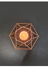 2 Adet Dekoratif Metal Tealight Mumluk Capella Bakır Renk