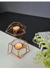 2 Adet Dekoratif Metal Tealight Mumluk Capella Bakır Renk