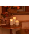 3lü Pilli Led Mum Seti Titreyen Alevli