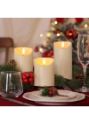 3lü Pilli Led Mum Seti Titreyen Alevli