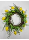Yellow Tulips El Yapımı Kapı Süsü Çelengi 40cm