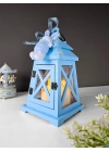 Mavi Ahşap Fener Çocuk Odası Konseptli Led Işıklı 30cm