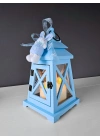 Mavi Ahşap Fener Çocuk Odası Konseptli Led Işıklı 30cm