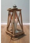 Ahşap Mumluk Fener Çelik Çatılı Sumatra 45cm