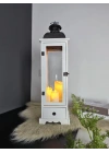 Ahşap Mumluk Fener Kaliminos Beyaz 70cm