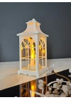 Ambiance 31Cm Beyaz LED Fener - Gerçek Camlı, Titreşimli Alevsiz Mum Işığı