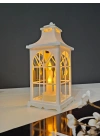 Ambiance 31Cm Beyaz LED Fener - Gerçek Camlı, Titreşimli Alevsiz Mum Işığı