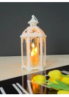 Astrum 33cm Beyaz LED Fener Mumluk - Gerçek Camlı & Pille Çalışan Dekoratif Aydınlatma