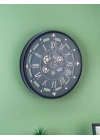 BLACK TIME ÇARKLI METAL DUVAR SAATİ 66CM
