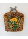 Çiçekli Hasır Kapı Sepeti Gazetelik Posta Kutusu 29cm