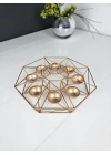 Dekoratif Metal Tealight Mumluk 8 Hazneli 28cm