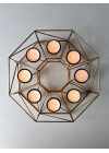 Dekoratif Metal Tealight Mumluk 8 Hazneli 28cm