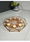 Dekoratif Metal Tealight Mumluk 8 Hazneli 28cm