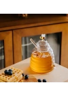 El Yapımı Borosilikat Cam Bal Kavanozu – Arı Figürlü & Kaşıklı (450 ml)