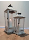 Everest Metal Çatılı Çekmeceli Büyük Boy Ikili Ahşap Fener Seti