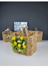 Limonlu Hasır Kapı Sepeti Gazetelik Posta Kutusu 30cm