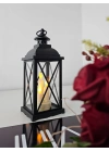Lumiera 34cm Siyah LED Fener Mumluk - Gerçek Camlı & Pille Çalışan Dekoratif Aydınlatma