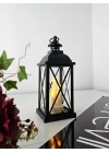 Lumiera 34cm Siyah LED Fener Mumluk - Gerçek Camlı & Pille Çalışan Dekoratif Aydınlatma