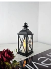 Lumiera 34cm Siyah LED Fener Mumluk - Gerçek Camlı & Pille Çalışan Dekoratif Aydınlatma