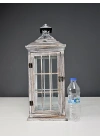 Mayorka Metal Çatılı Ahşap Mumluk Fener 55Cm