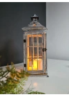 Mayorka Metal Çatılı Ahşap Mumluk Fener 55Cm