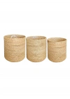 Naturale Büyük 3lü Hasır Saksı İçi Naylon Korumalı