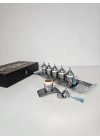 Nostaljik 6 Kişilik Tepsili Doğal Taşlı Metal Türk Kahvesi Fincan Takımı Antik Nikel