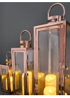 Rosa Trio Paslanmaz Çelik Üçlü Rosegold Mumluk Fener Seti