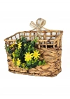 Sarı Çiçekli Hasır Kapı Sepeti Gazetelik Posta Kutusu Kapı Süsü 28Cm