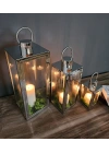 Victorina Paslanmaz Çelik Üçlü Mumluk Fener Seti