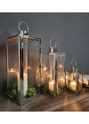 Victorina Paslanmaz Çelik Üçlü Mumluk Fener Seti