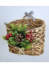 Yeni Yıl Hasır Kapı Sepeti Gazetelik Posta Kutusu Büyük Boy 31Cm