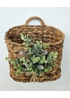 Yeşil Çiçekli Hasır Kapı Sepeti Gazetelik Posta Kutusu 29Cm